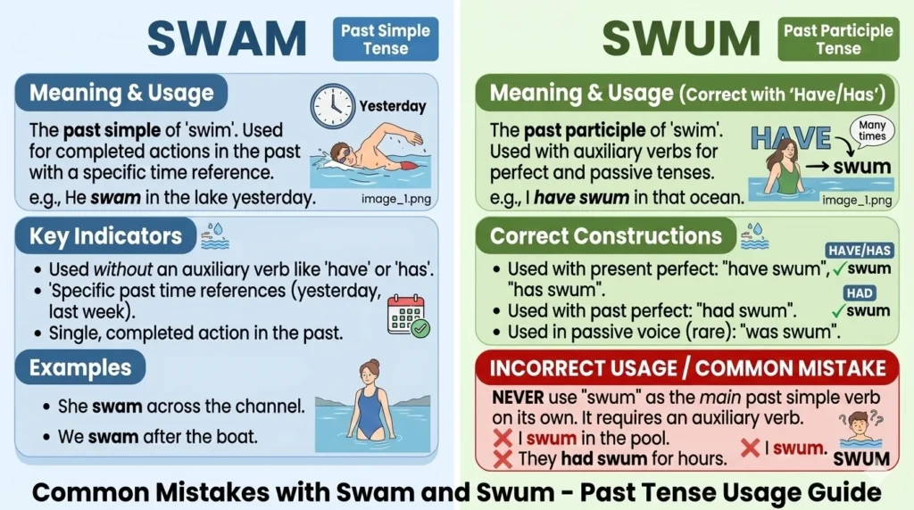 swam or swum